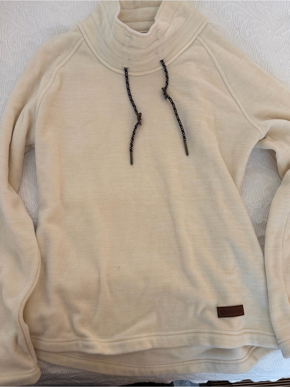 Men's Cream Funnel Neck Pullover Sweater